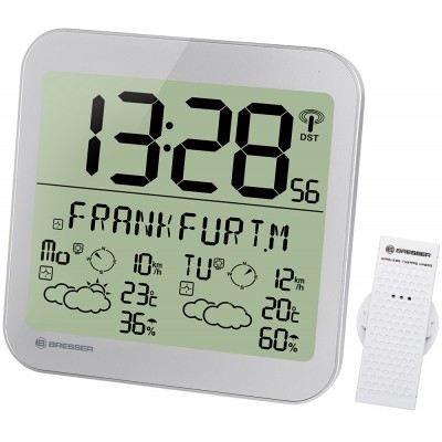 Bresser MyTime Meteotime LCD,Часы настенные серебристые