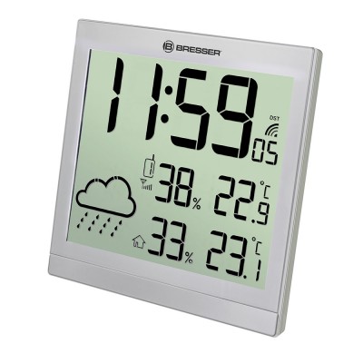 Bresser Clima Temp JC LCD,Метеостанция (настенные часы)  серебристая (73269)