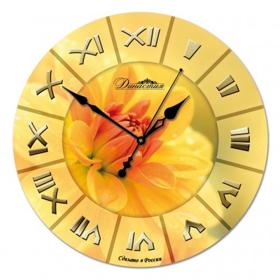 Настенные часы из стекла Династия 01-021 "Желтый цветок"
